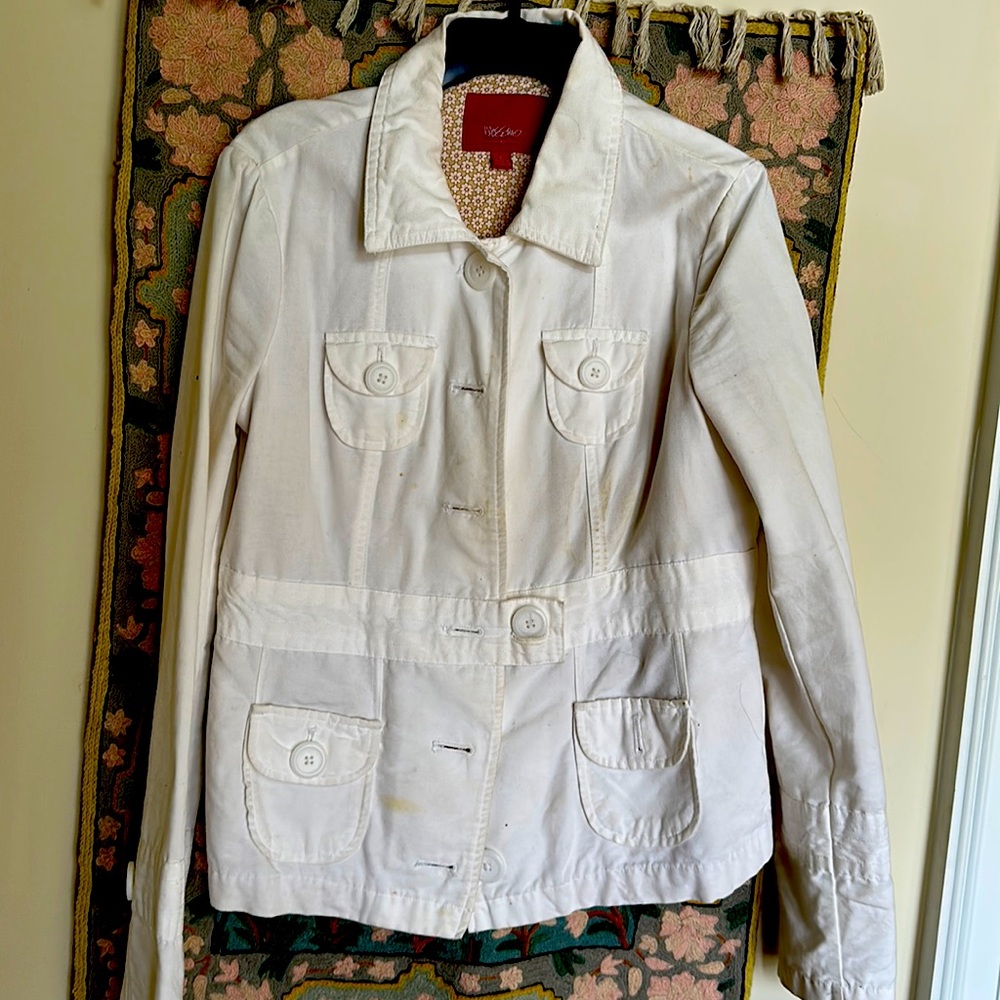 Jacket white cotton womens large